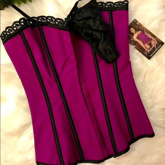 Dreamgirl Women's Plus Size Bralette & Pantyhose Bodystocking Set with Knitted Lace Detail Black